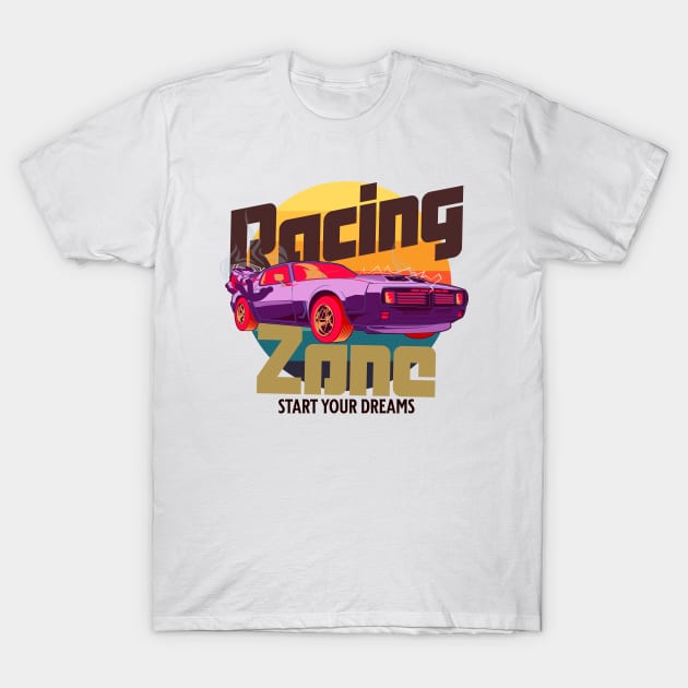 Racing Zone futuristic motors cyber sunset T-Shirt by SpaceWiz95